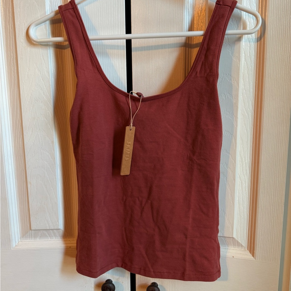 Skims Cotton Jersey Tank- Redwood